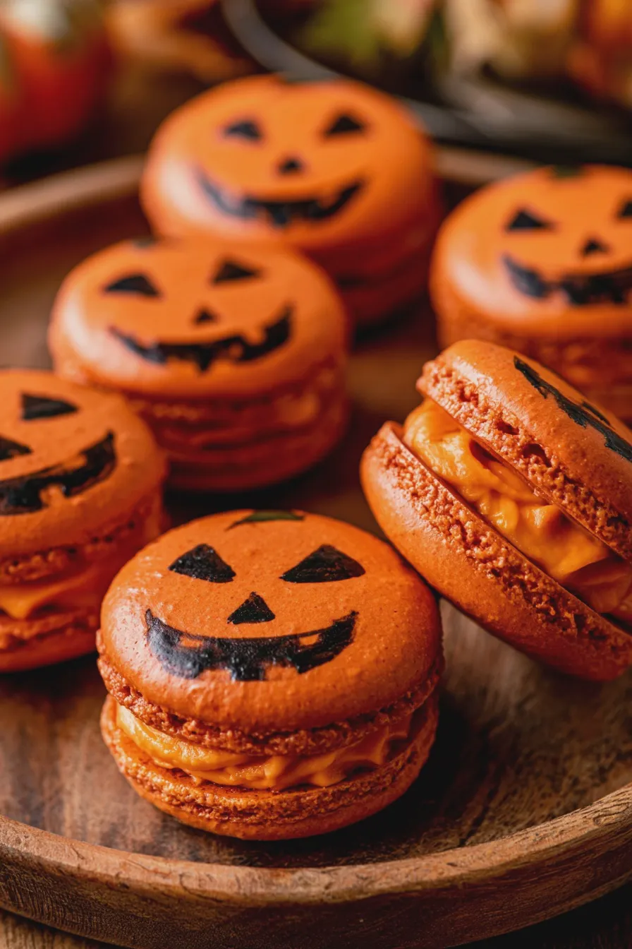 jack o lantern macarons
