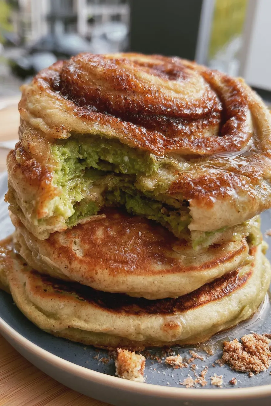 Matcha Cinnamon Roll Pancake in 30 Minutes 1 Matcha cinnamon roll pancake