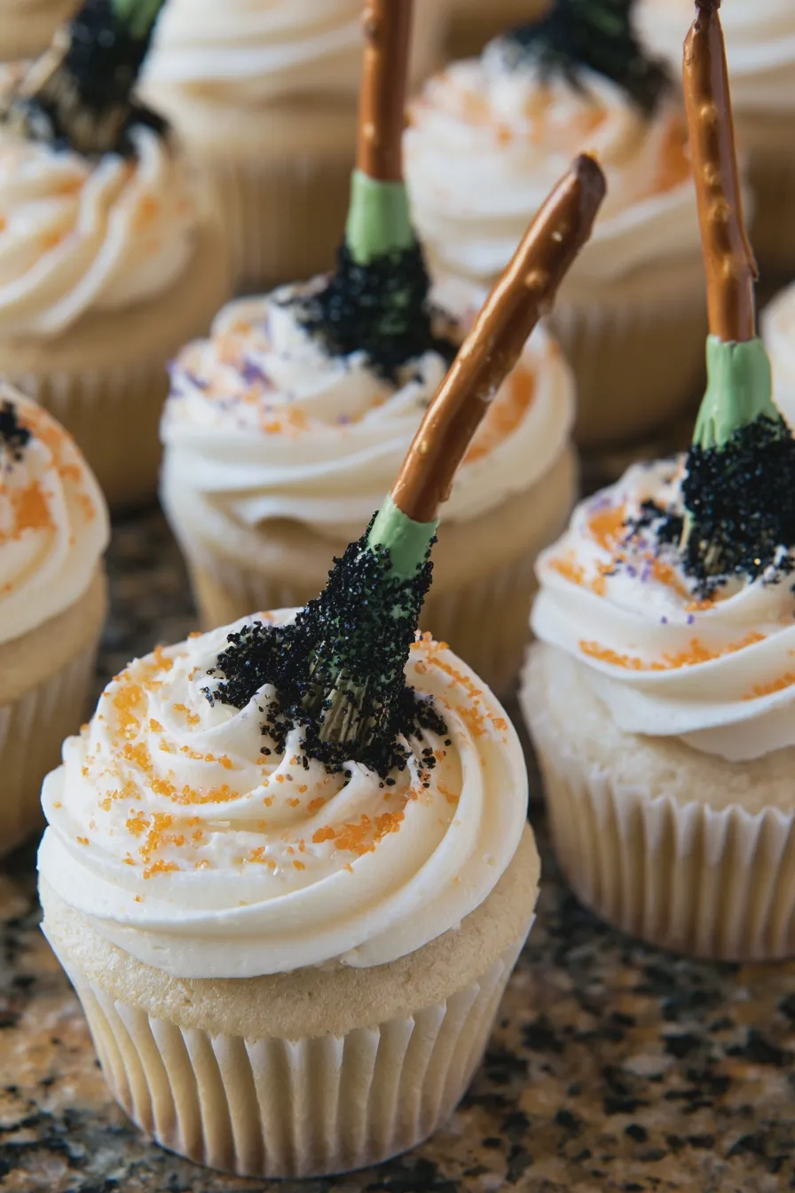 witch broom cupcakes