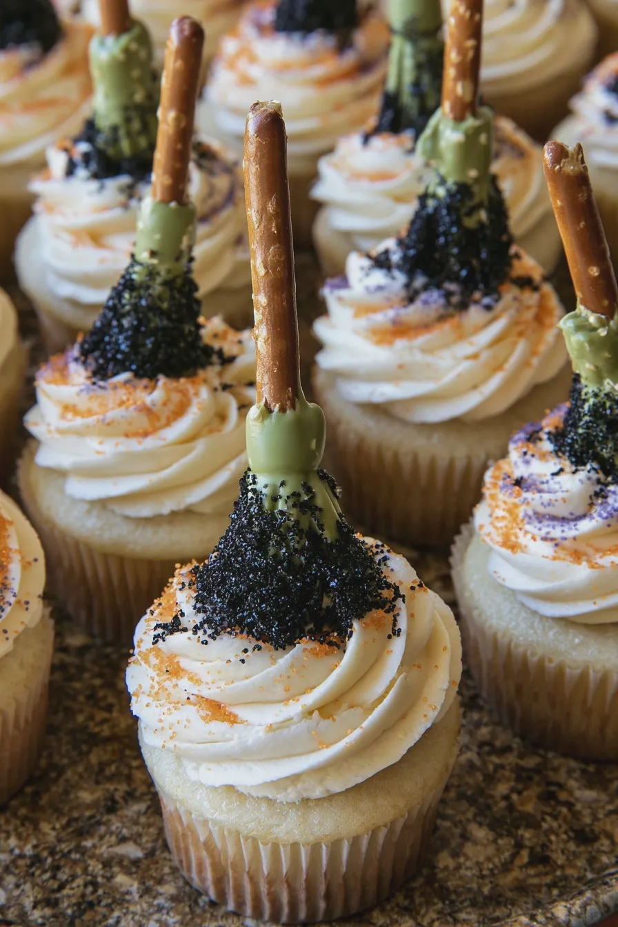 witch broom cupcakes