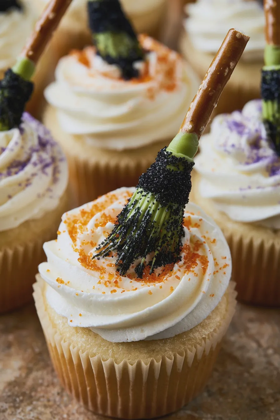 witch broom cupcakes