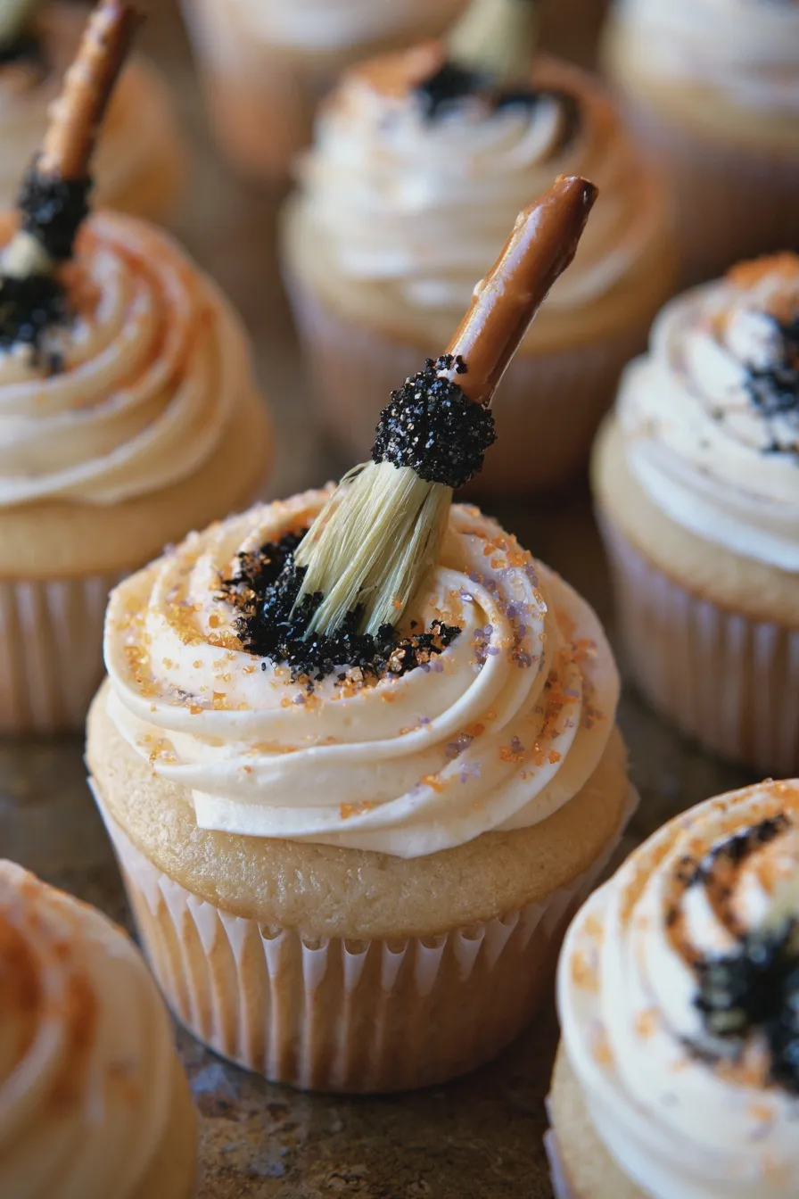 witch broom cupcakes