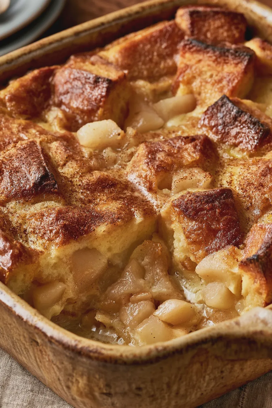 Pear Bread Pudding Recipe with Warm Spiced Caramel Sauce 3 Pear Bread Pudding