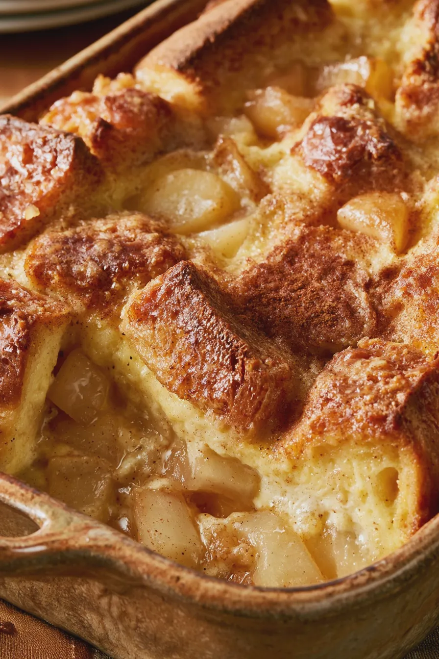 Pear Bread Pudding Recipe with Warm Spiced Caramel Sauce 1 Pear Bread Pudding