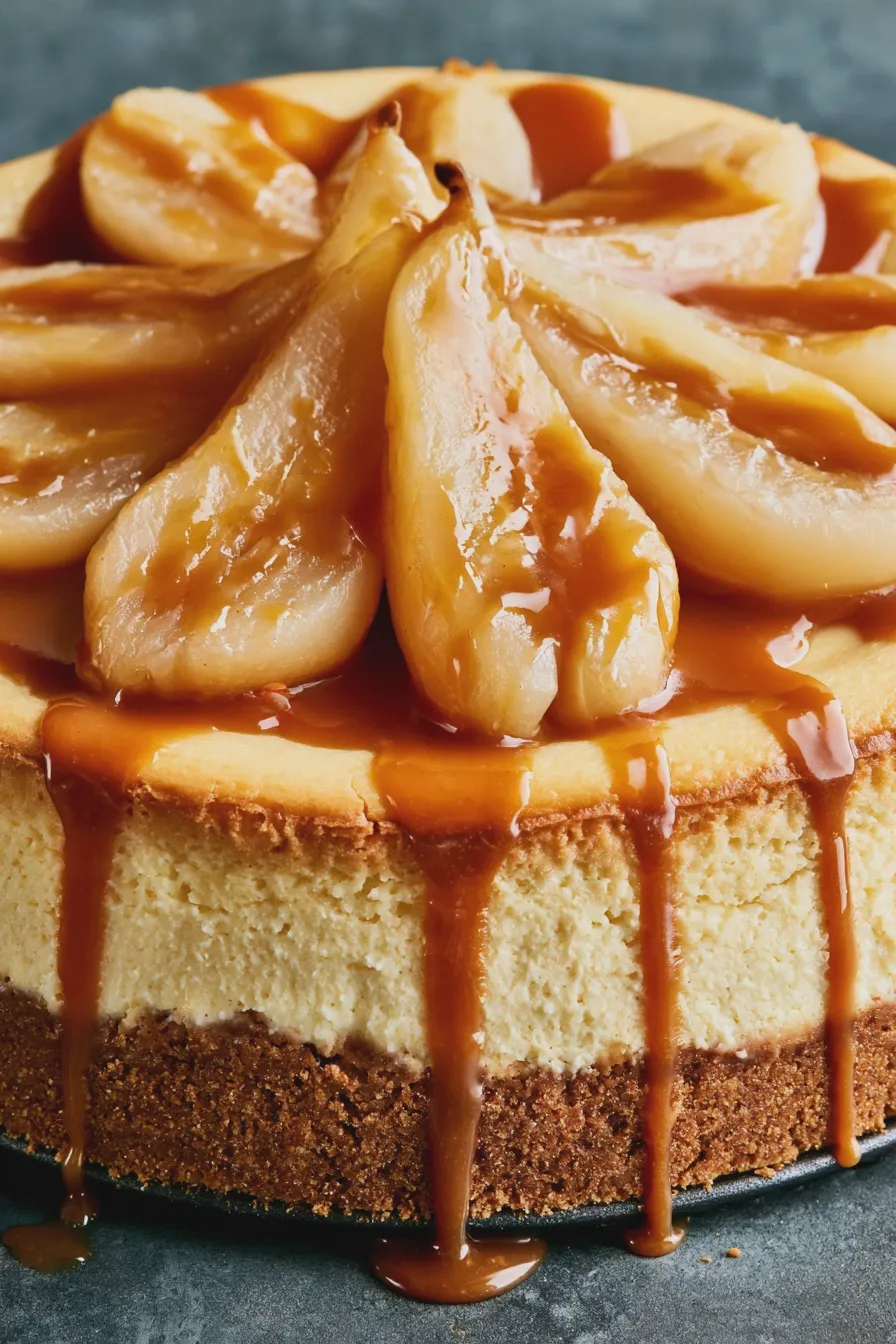 Pear Caramel Cheesecake